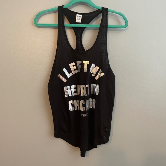 EUC Victoria's Secret Pink I Left My Heart in Chicago Black Tank Size XS - Picture 2 of 7